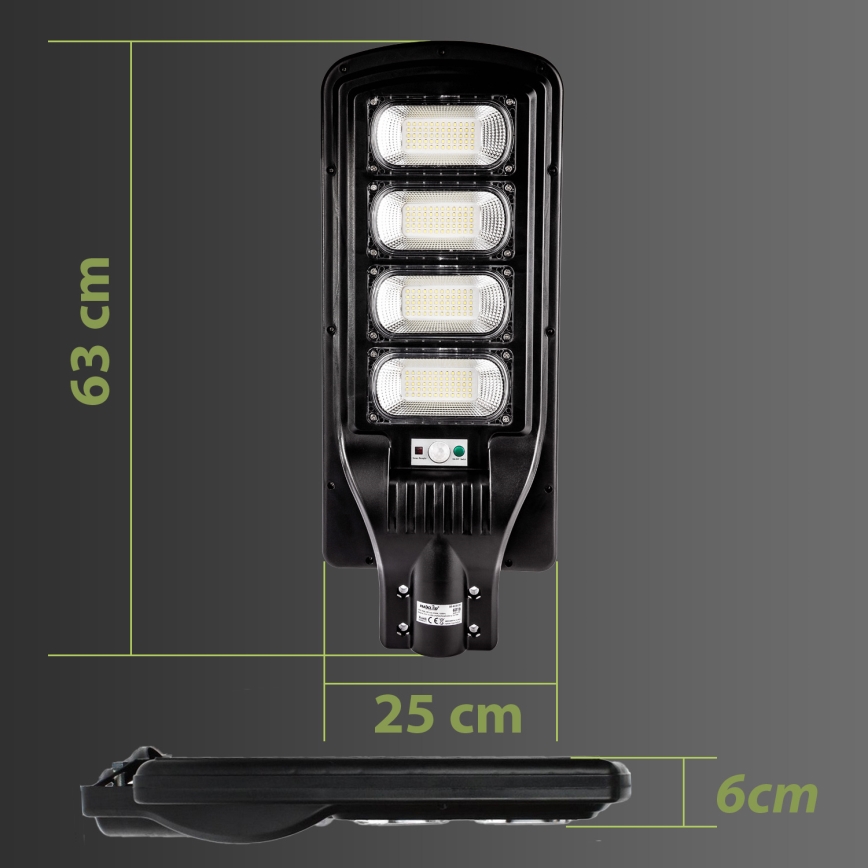 LED Farola solar regulable con sensor LED/240W/6V 11000 mAh 6500K IP65 negro + control remoto