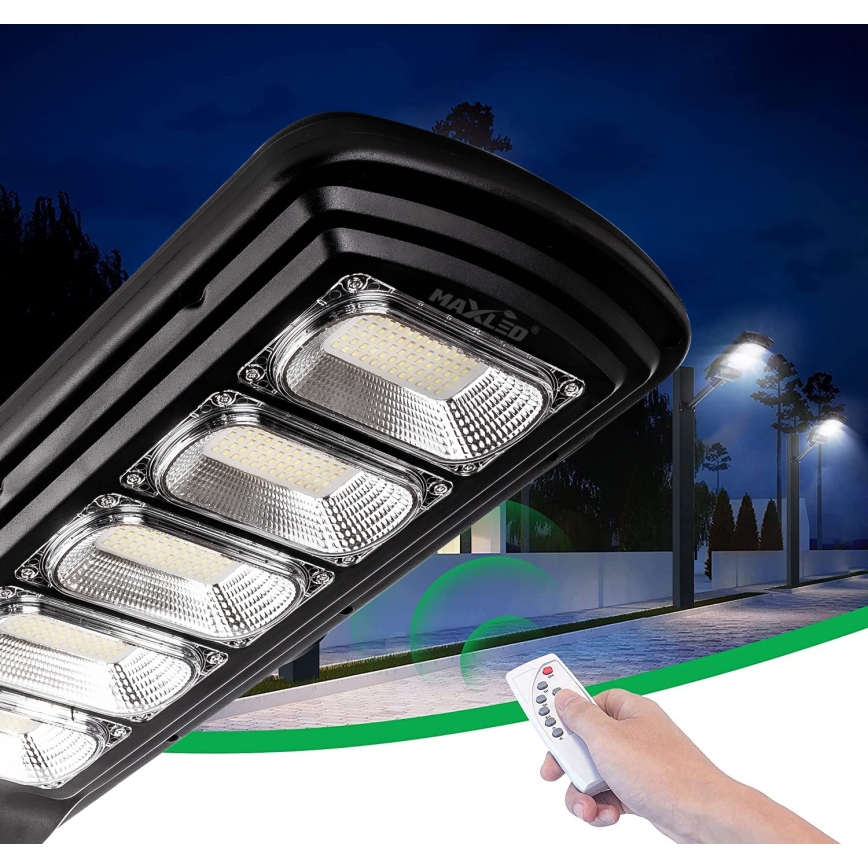 LED Farola solar regulable con sensor LED/300W/6V 16500 mAh 6500K IP65 negro + control remoto