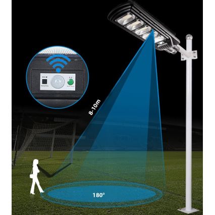 LED Farola solar regulable con sensor LED/300W/6V 16500 mAh 6500K IP65 negro + control remoto