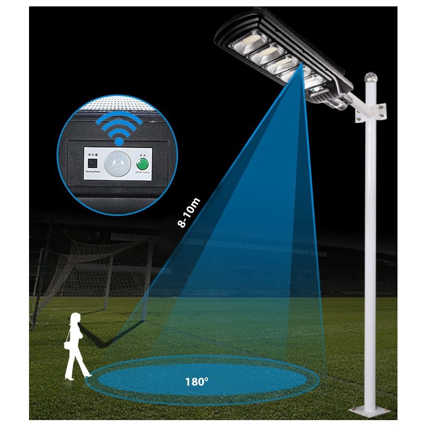 LED Farola solar regulable con sensor LED/300W/6V 16500 mAh 6500K IP65 negro + control remoto