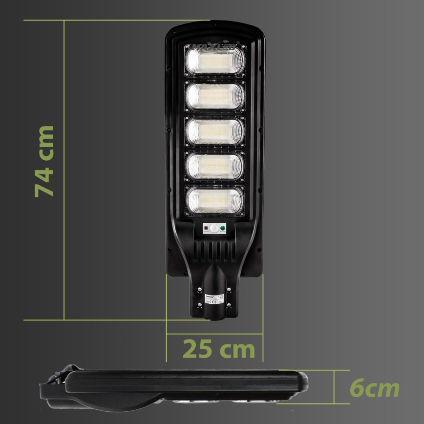 LED Farola solar regulable con sensor LED/300W/6V 16500 mAh 6500K IP65 negro + control remoto