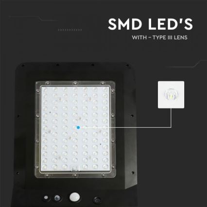 Farola solar LED con sensor LED/40W/9,6V IP65 4000K + control remoto