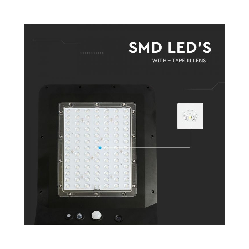 Farola solar LED con sensor LED/40W/9,6V IP65 4000K + control remoto