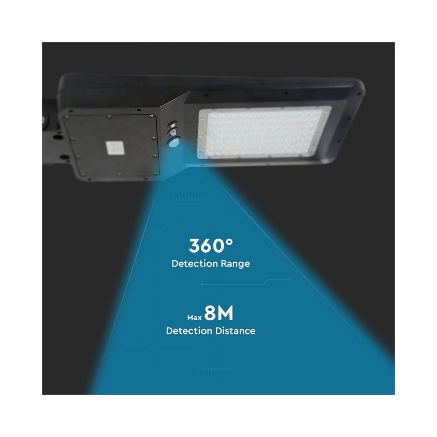 Farola solar LED con sensor LED/40W/9,6V IP65 4000K + control remoto