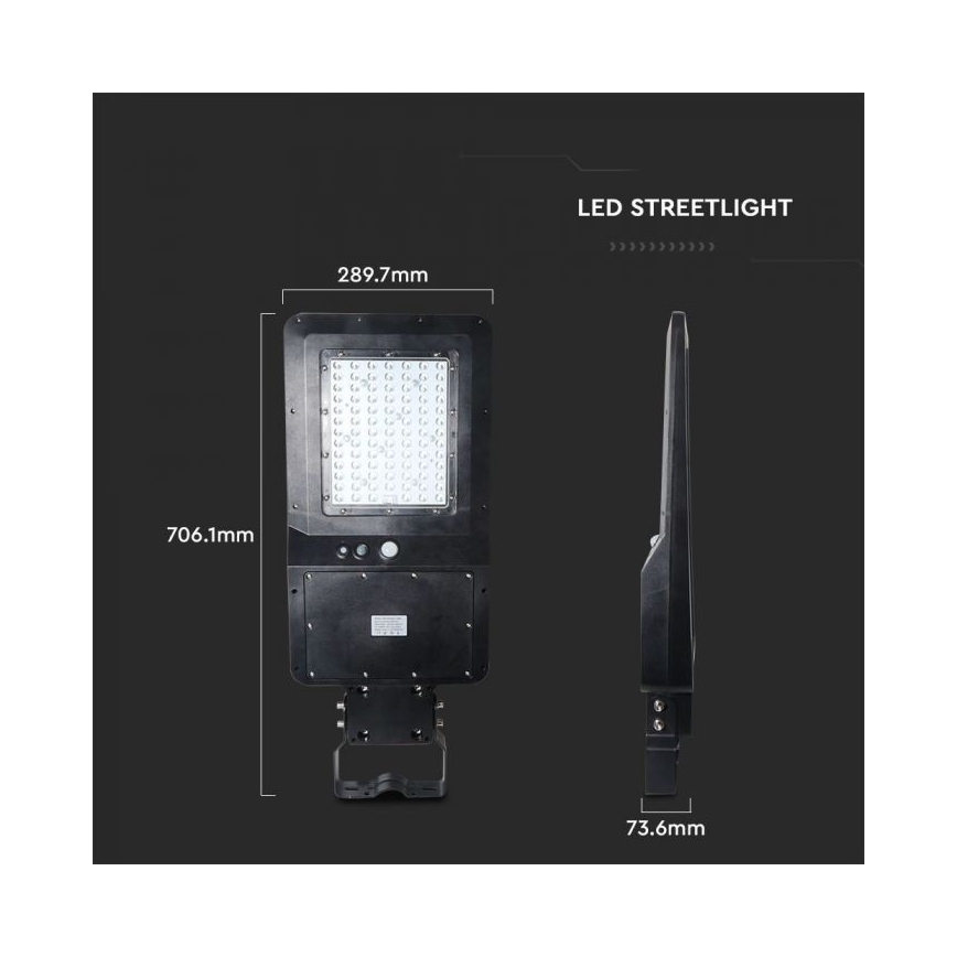 Farola solar LED con sensor LED/40W/9,6V IP65 4000K + control remoto