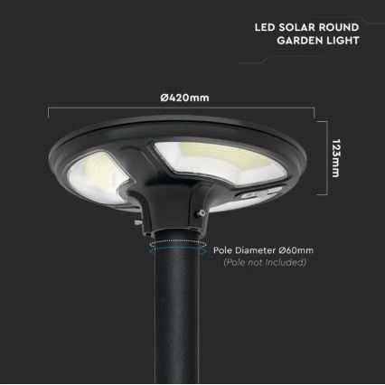 Farola solar LED con sensor LED/7,5W/3,2V 6500K IP65 + mando a distancia