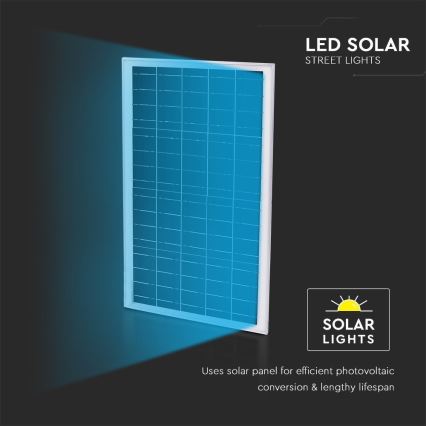 Farola solar LED regulable SAMSUNG CHIP LED/50W/6,4V 4000K IP65 30000 mAh + mando a distancia