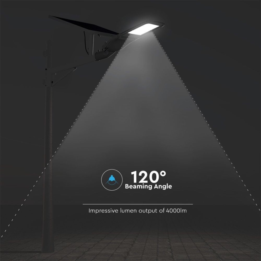 Farola solar LED regulable SAMSUNG CHIP LED/50W/6,4V 4000K IP65 30000 mAh + mando a distancia
