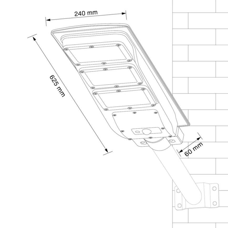 Farola solar LED con sensor STREET LED/10W/3,2V 10000 mAh IP65 + control remoto