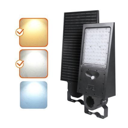 Farola solar LED regulable con sensor STREET LED/30W/9,6V 3000/4000K 6000 mAh IP65 + mando a distancia
