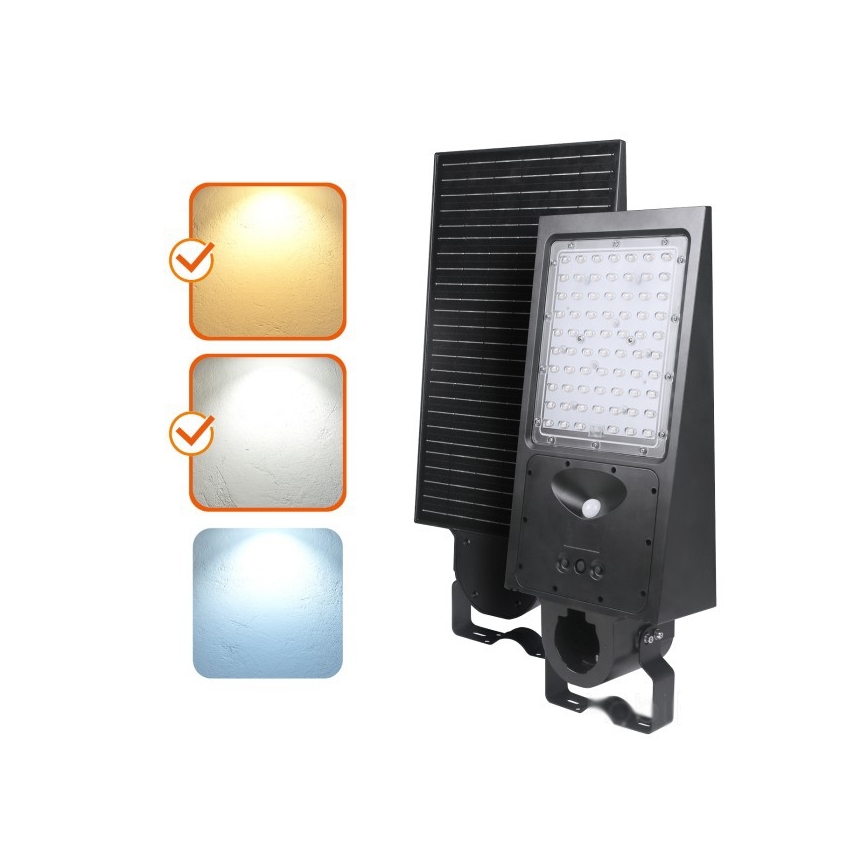Farola solar LED regulable con sensor STREET LED/30W/9,6V 3000/4000K 6000 mAh IP65 + mando a distancia