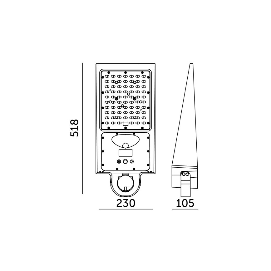 Farola solar LED regulable con sensor STREET LED/30W/9,6V 3000/4000K 6000 mAh IP65 + mando a distancia