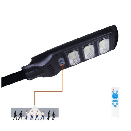 LED Farola solar regulable con sensor de movimiento y crepúsculo URBI LED/8W/3,2V 6500K IP54 10000 mAh + control remoto