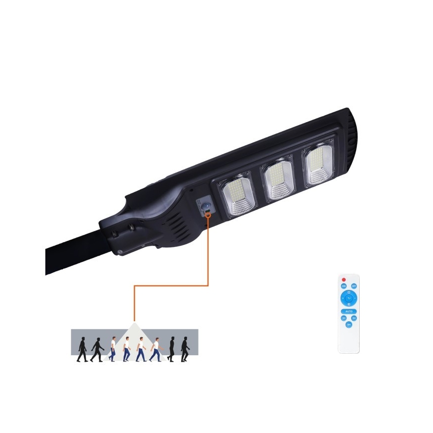 LED Farola solar regulable con sensor de movimiento y crepúsculo URBI LED/8W/3,2V 6500K IP54 10000 mAh + control remoto