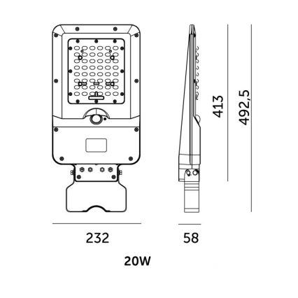 Farola solar LED con sensor STREET LED/20W/7,4V 3000/4000/6000K IP65 5400 mAh