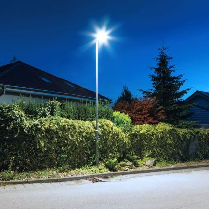 Farola solar LED regulable con sensor de movimiento y crepúsculo KERS LED/300W/3,2V 6500K 8000 mAh IP65 gris + control remoto