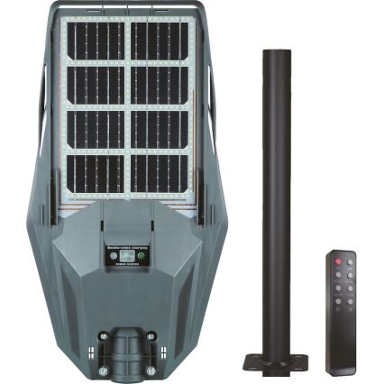 Farola solar LED regulable con sensor de movimiento y crepúsculo KERS LED/300W/3,2V 6500K 8000 mAh IP65 gris + control remoto