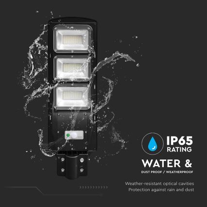 Farola solar LED regulable con sensor de movimiento y crepuscular LED/12W/3,2V 6000K IP65 10000 mAh negro + mando a distancia