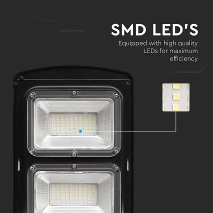 Farola solar LED regulable con sensor de movimiento y crepuscular LED/12W/3,2V 6000K IP65 10000 mAh negro + mando a distancia