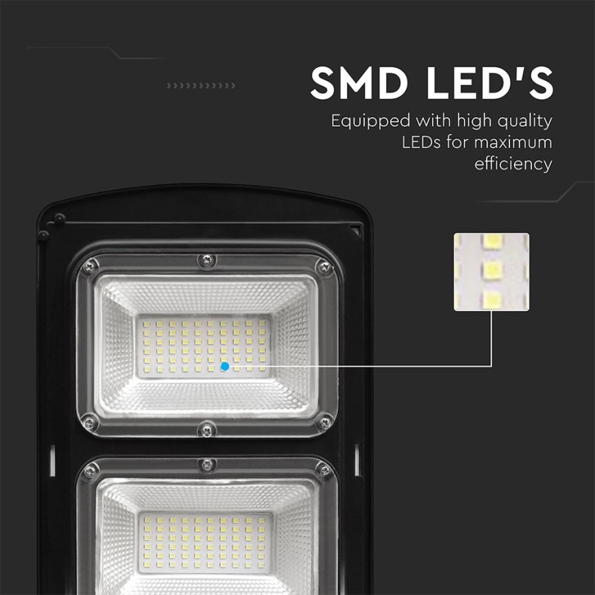 Farola solar LED regulable con sensor de movimiento y crepuscular LED/12W/3,2V 6000K IP65 10000 mAh negro + mando a distancia