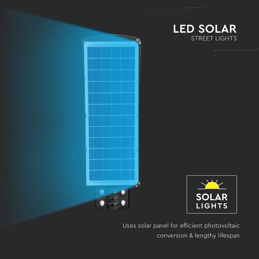 Farola solar LED regulable con sensor de movimiento y crepuscular LED/12W/3,2V 6000K IP65 10000 mAh negro + mando a distancia