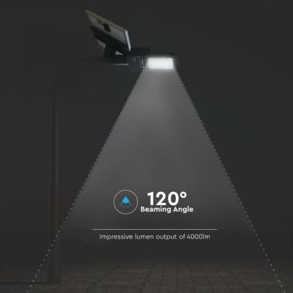 Farola solar LED regulable LED/50W/6,4V 6000K IP65 50000 mAh + mando a distancia