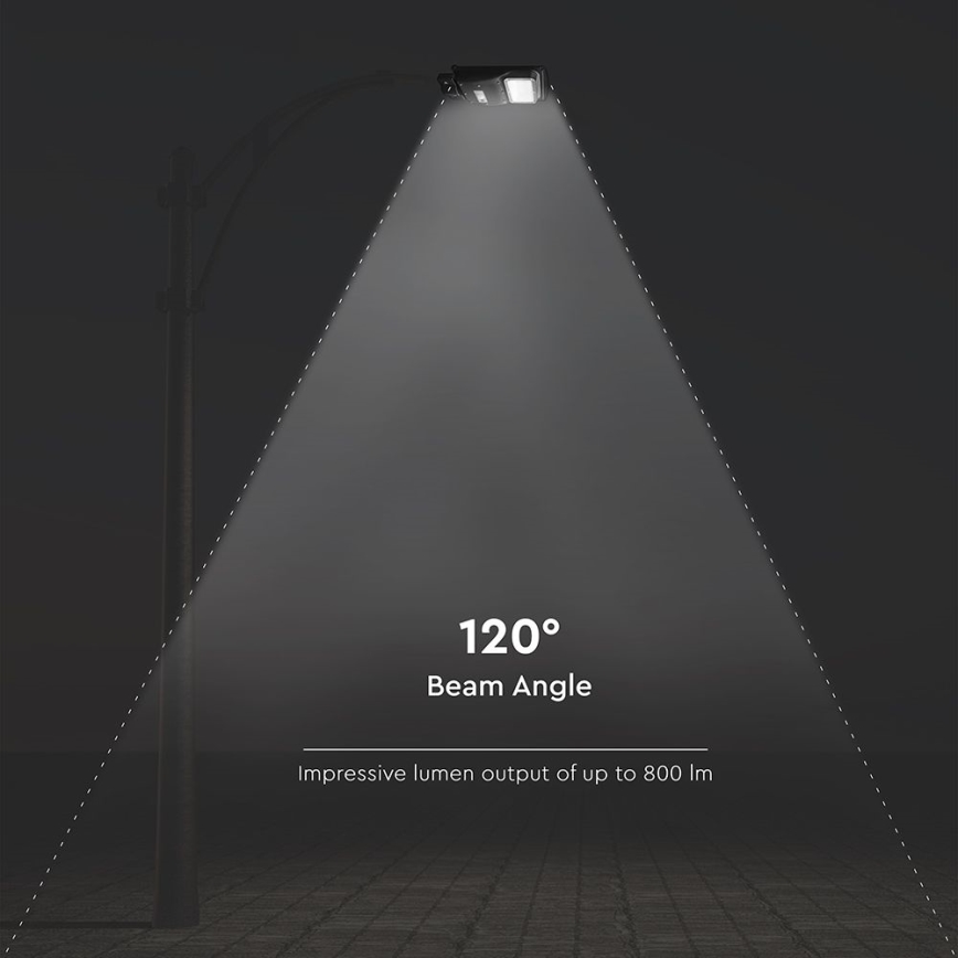 Farola solar LED regulable con sensor de movimiento y crepuscular LED/6W/3,2V 6000K IP65 5000 mAh negro + mando a distancia