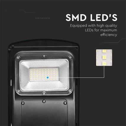 Farola solar LED regulable con sensor de movimiento y crepuscular LED/6W/3,2V 6000K IP65 5000 mAh negro + mando a distancia