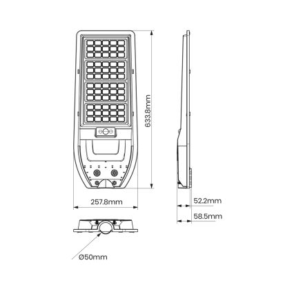Farola solar LED VIA 150W/15000 mAh 3,2V 6000K IP65 + mando a distancia