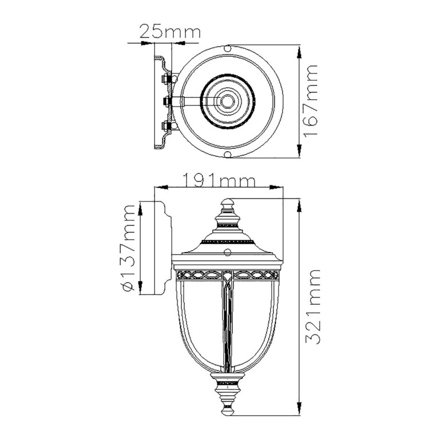 Feiss - Aplique de exterior ENGLISH BRIDLE 1xE27/60W/230V IP44