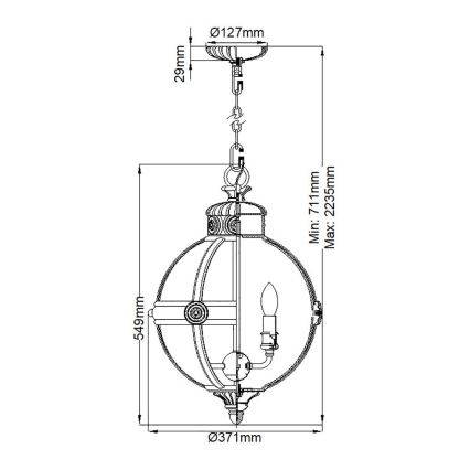 Feiss - Lámpara colgante con cadena ADAMS 3xE14/60W/230V dorado