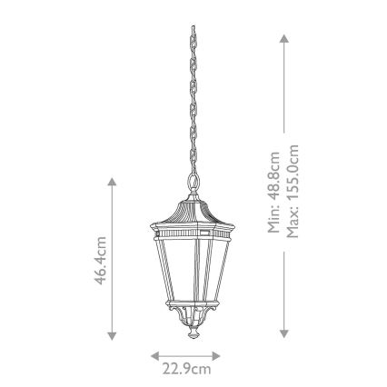Feiss - Lámpara de exterior colgante en cadena COTSWOLD LANE 2xE14/60W/230V IP23 negro