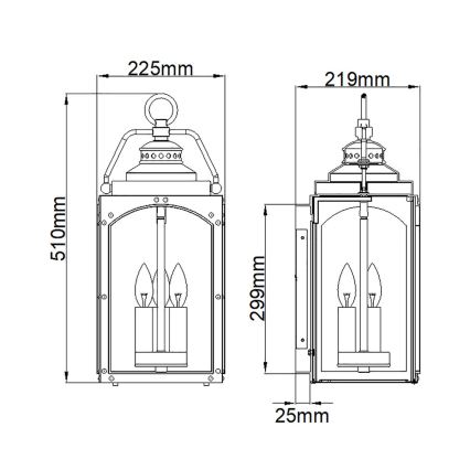Feiss - Aplique de exterior RANDHURST 3xE14/40W/230V IP44