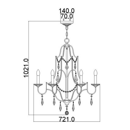 Feiss - Lámpara colgante con cadena VALENTINA 6xE14/60W/230V