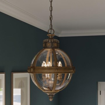 Feiss - Lámpara colgante con cadena ADAMS 3xE14/60W/230V bronce