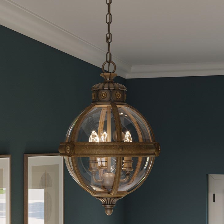 Feiss - Lámpara colgante con cadena ADAMS 3xE14/60W/230V bronce