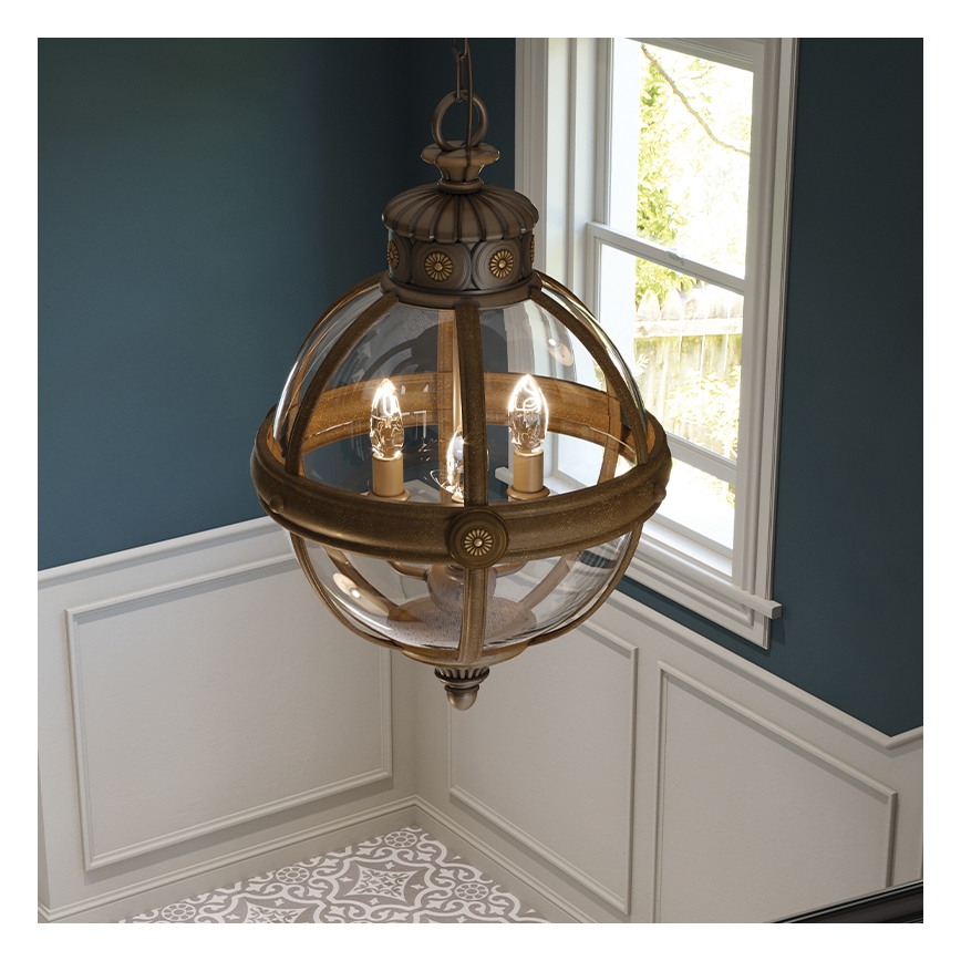 Feiss - Lámpara colgante con cadena ADAMS 3xE14/60W/230V bronce