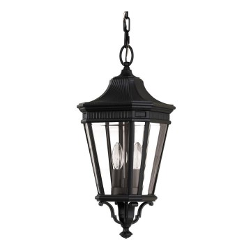 Feiss - Lámpara de exterior colgante en cadena COTSWOLD LANE 2xE14/60W/230V IP23 negro
