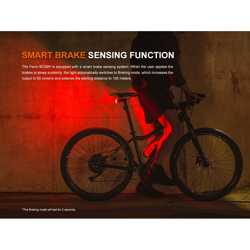 Fenix BC06R - LED Luz de bicicleta regulable y recargable LED/USB IP66 90 lm 24,5 h 560 mAh