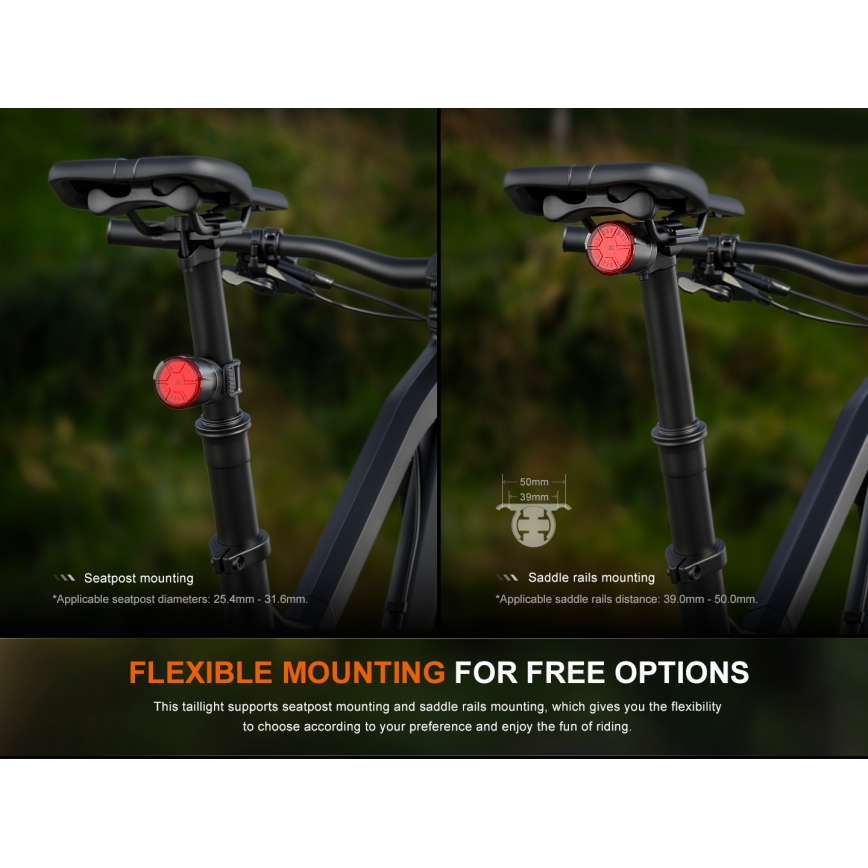Fenix BC06R - LED Luz de bicicleta regulable y recargable LED/USB IP66 90 lm 24,5 h 560 mAh