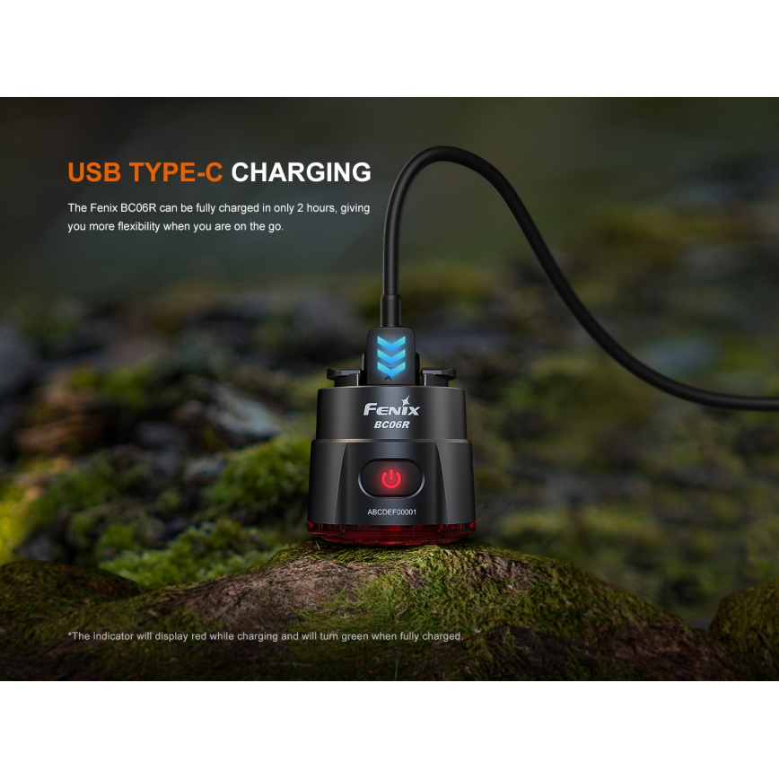 Fenix BC06R - LED Luz de bicicleta regulable y recargable LED/USB IP66 90 lm 24,5 h 560 mAh