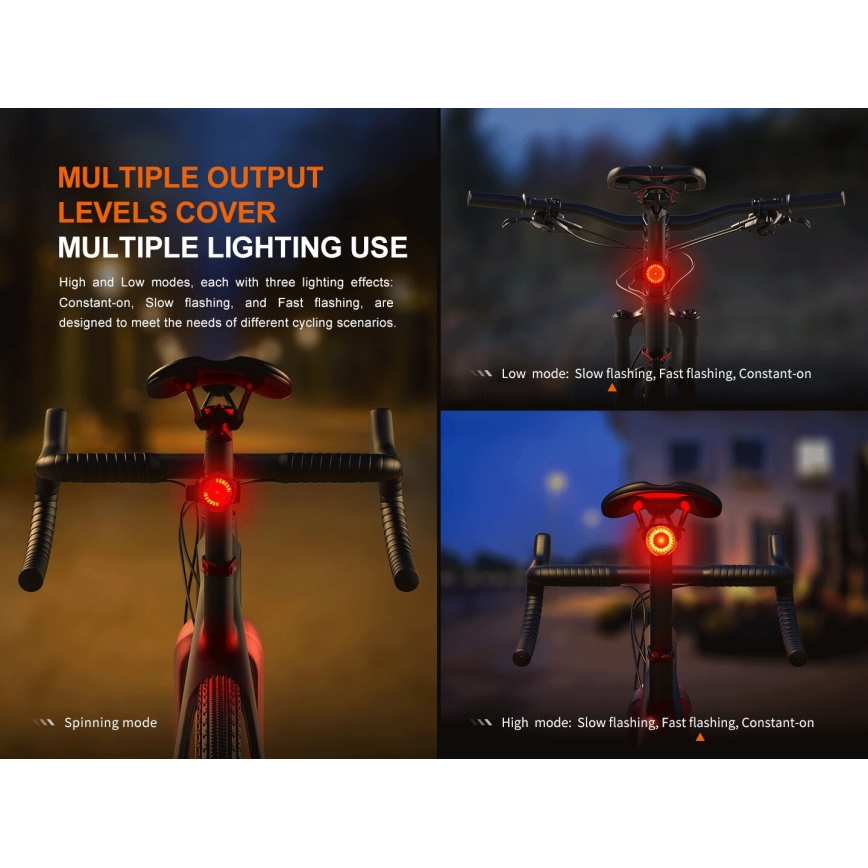 Fenix BC06R - LED Luz de bicicleta regulable y recargable LED/USB IP66 90 lm 24,5 h 560 mAh