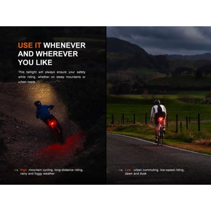 Fenix BC06R - LED Luz de bicicleta regulable y recargable LED/USB IP66 90 lm 24,5 h 560 mAh