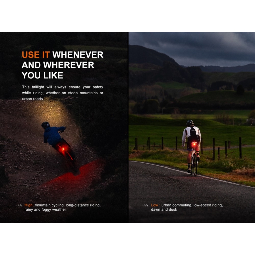 Fenix BC06R - LED Luz de bicicleta regulable y recargable LED/USB IP66 90 lm 24,5 h 560 mAh