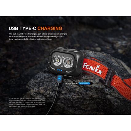 Fenix HL18RTV20WHT - Linterna frontal LED recargable y regulable LED/USB IP66 800 brillante 160 h blanco/negro