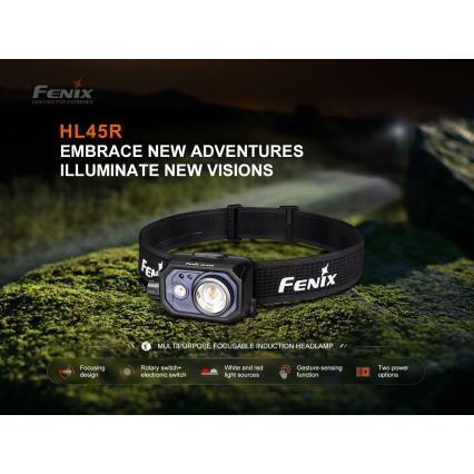 Fenix HL45R - Linterna frontal de enfoque recargable y regulable LED/USB IP66