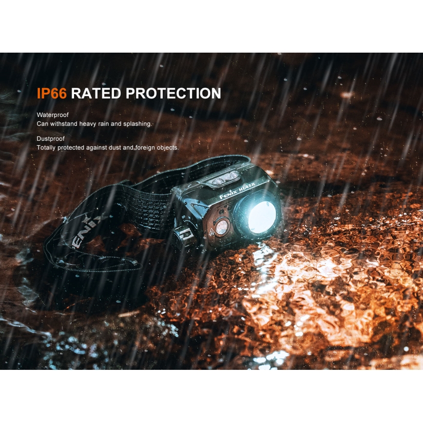 Fenix HL45R - Linterna frontal de enfoque recargable y regulable LED/USB IP66