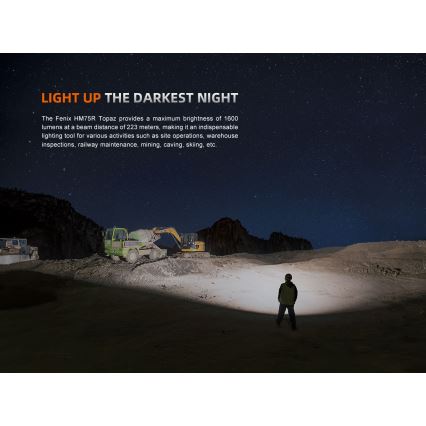 Fenix HM75RTOPAZ - Linterna frontal LED recargable regulable LED/USB IP68 1600 lúmenes 210 h 4000 mAh