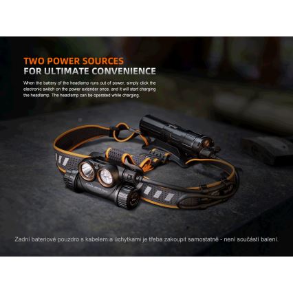 Fenix HM75RTOPAZ - Linterna frontal LED recargable regulable LED/USB IP68 1600 lúmenes 210 h 4000 mAh