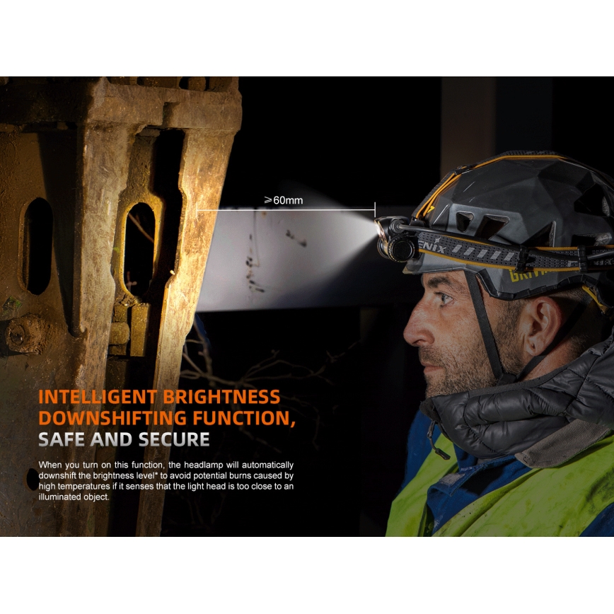 Fenix HM75RTOPAZ - Linterna frontal LED recargable regulable LED/USB IP68 1600 lúmenes 210 h 4000 mAh